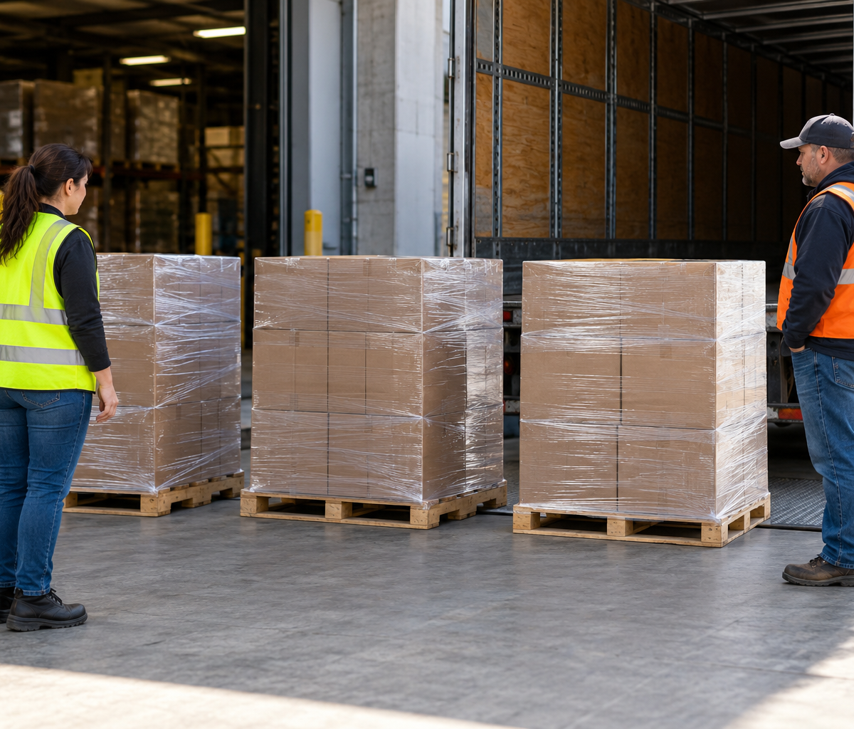 what a bill of lading is: checking pallet quantities at a receiving handoff.