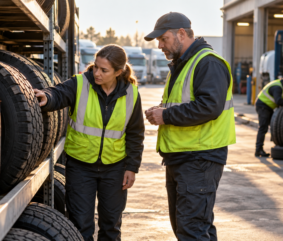 Setting safety stock for fleet spare parts: checking a fleet part with a colleague.