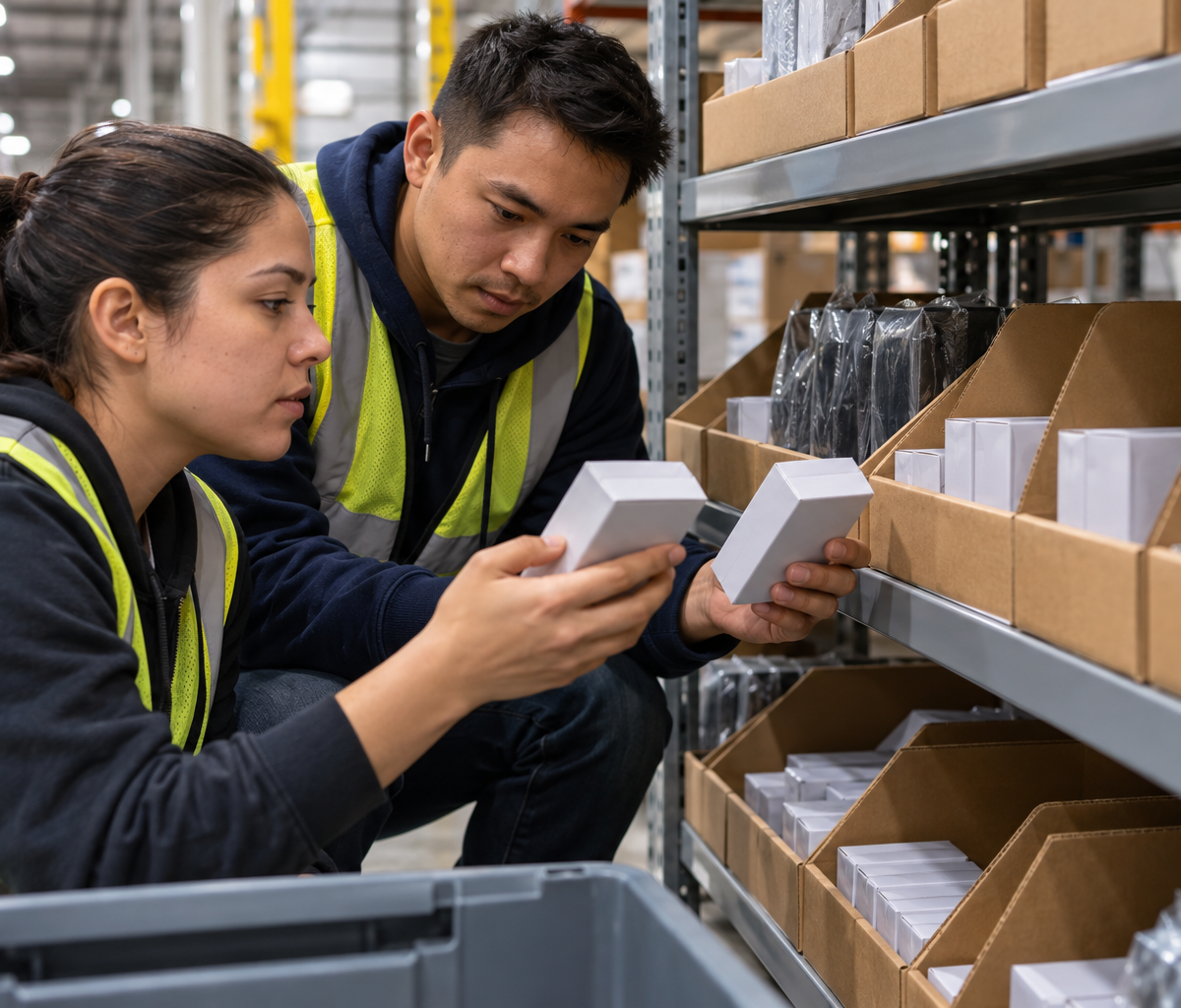 Identifying the cause of a repeated mis-pick: comparing similar products in adjacent pick locations.