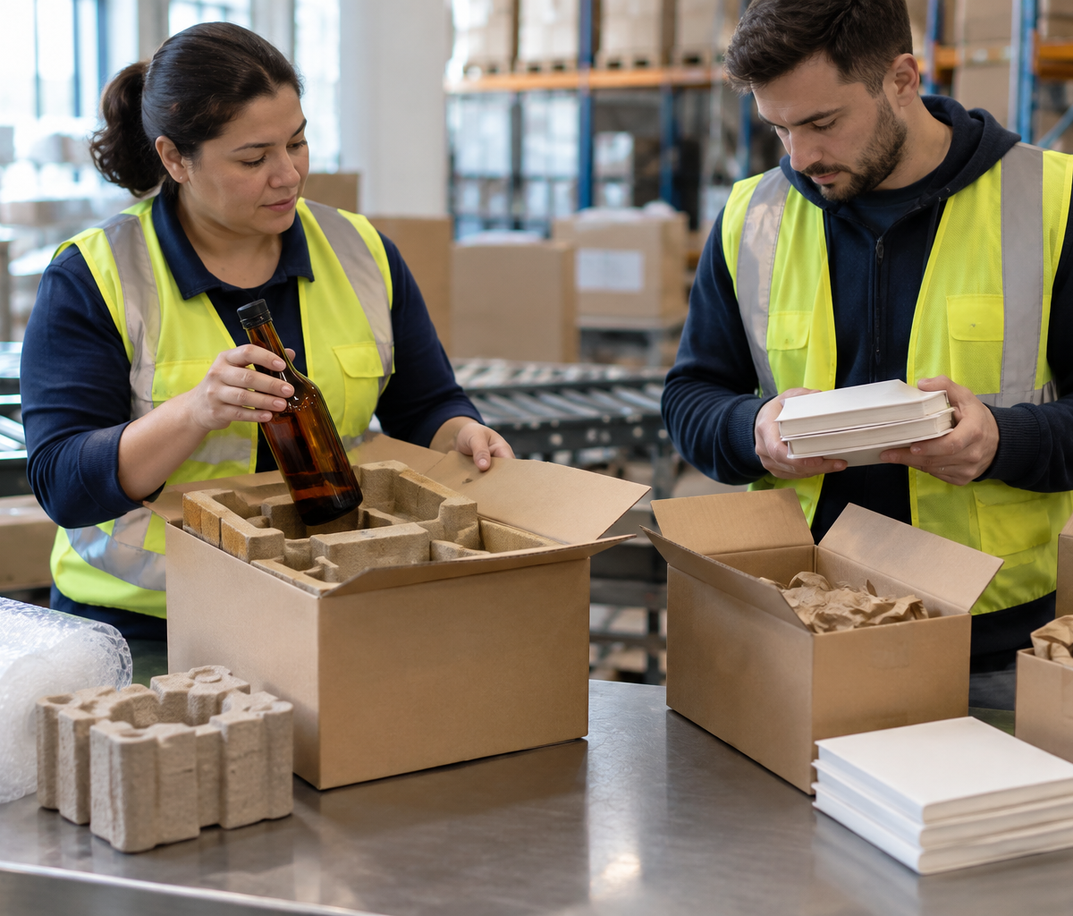 Choosing a carton for a mixed-item order: considering separate protection for mixed items.