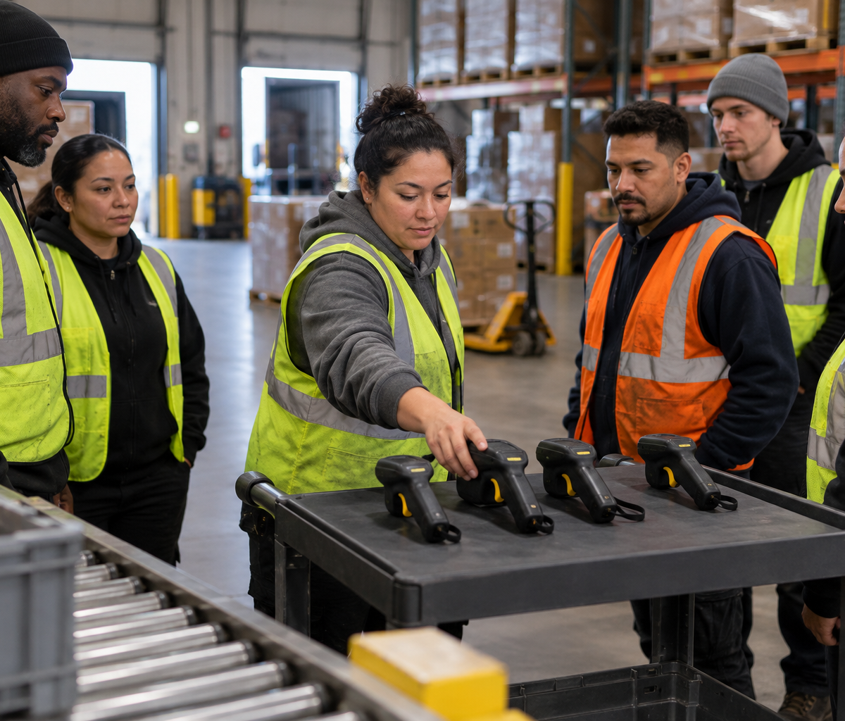 Allocating limited handheld scanners across shifts: allocating handheld equipment among workers.