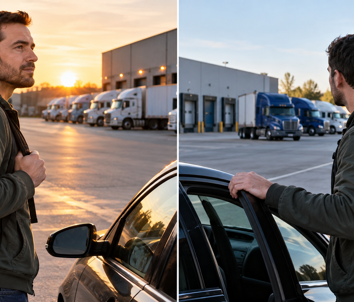 Comparing commuting cost to two depots: considering the journey between home and a depot.