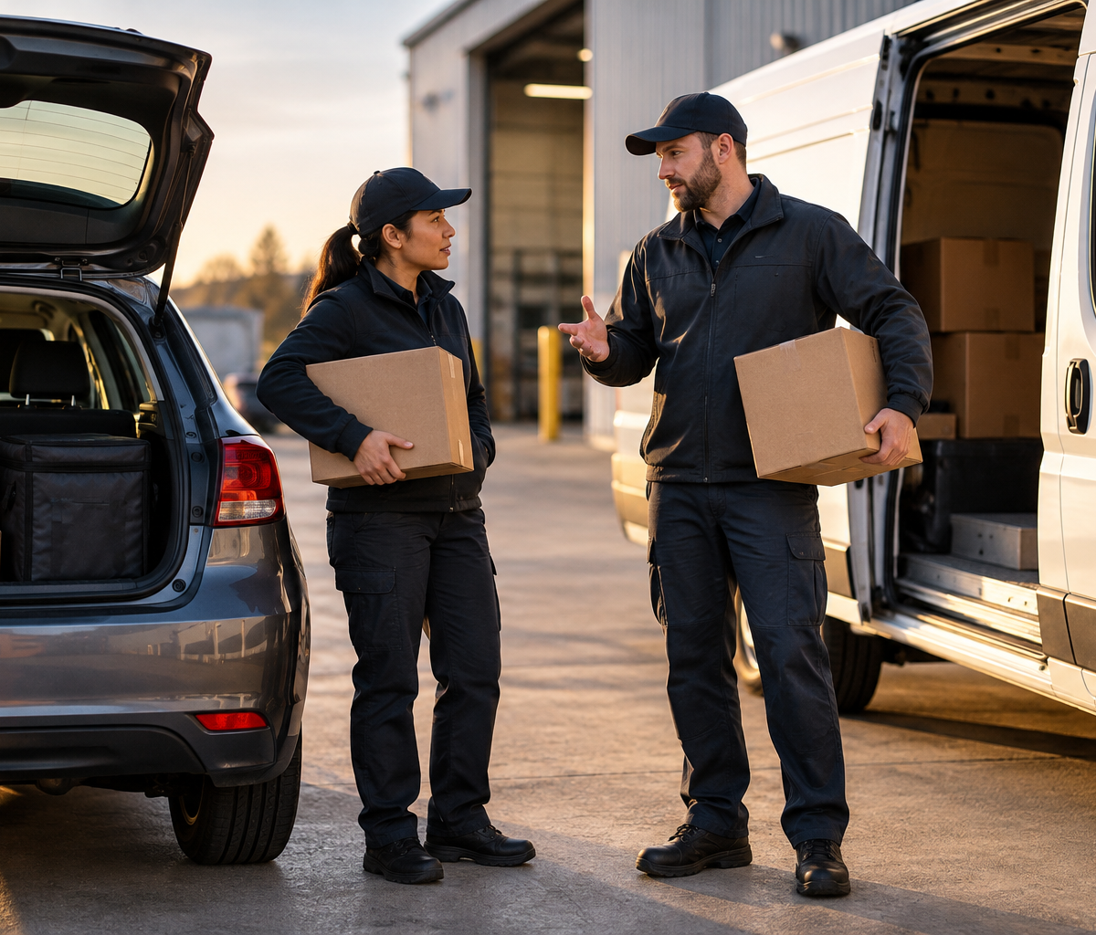 Comparing mileage reimbursement offers: considering work with a personal vehicle or a fleet van.