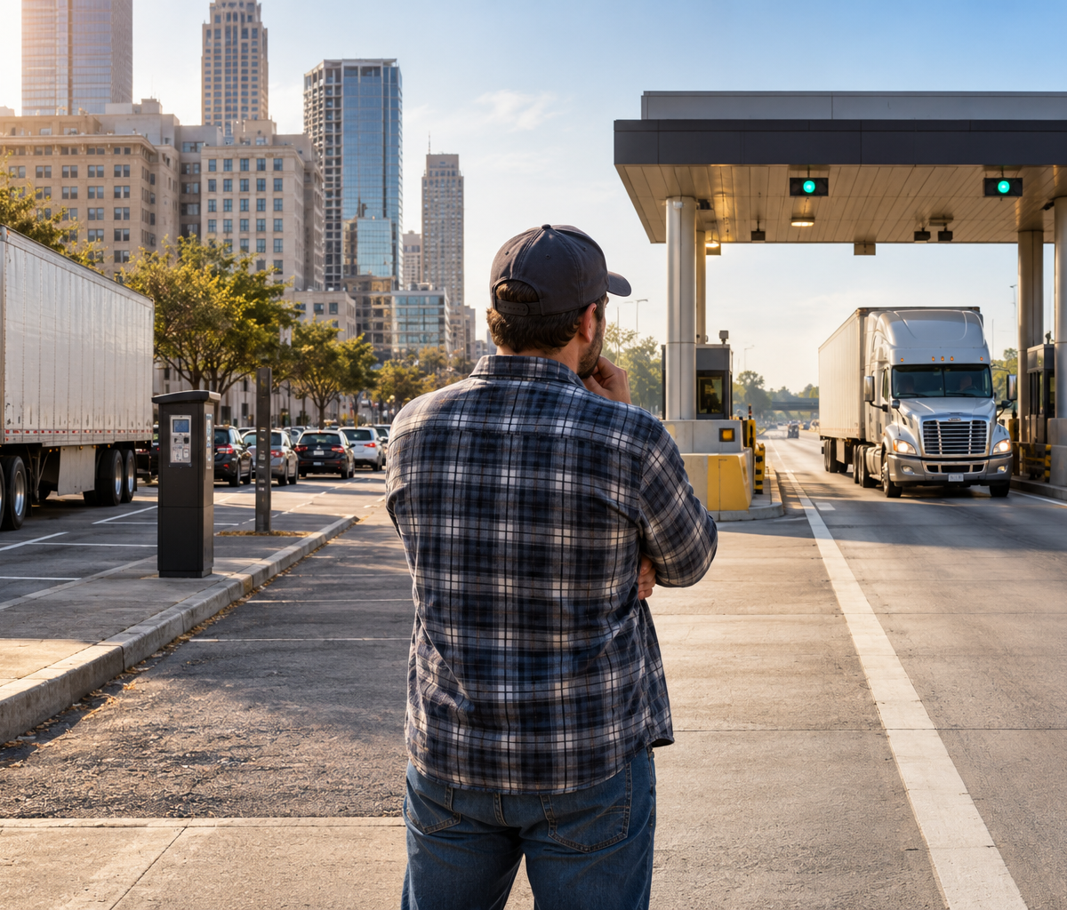 Comparing parking and toll reimbursement: considering route costs near a toll facility.