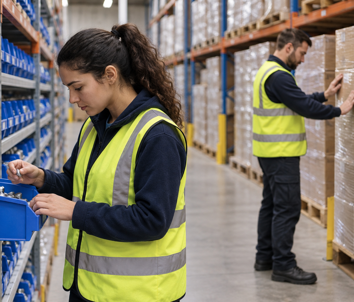 Choosing a cycle-count frequency: counting active bin stock beside stored reserve goods.