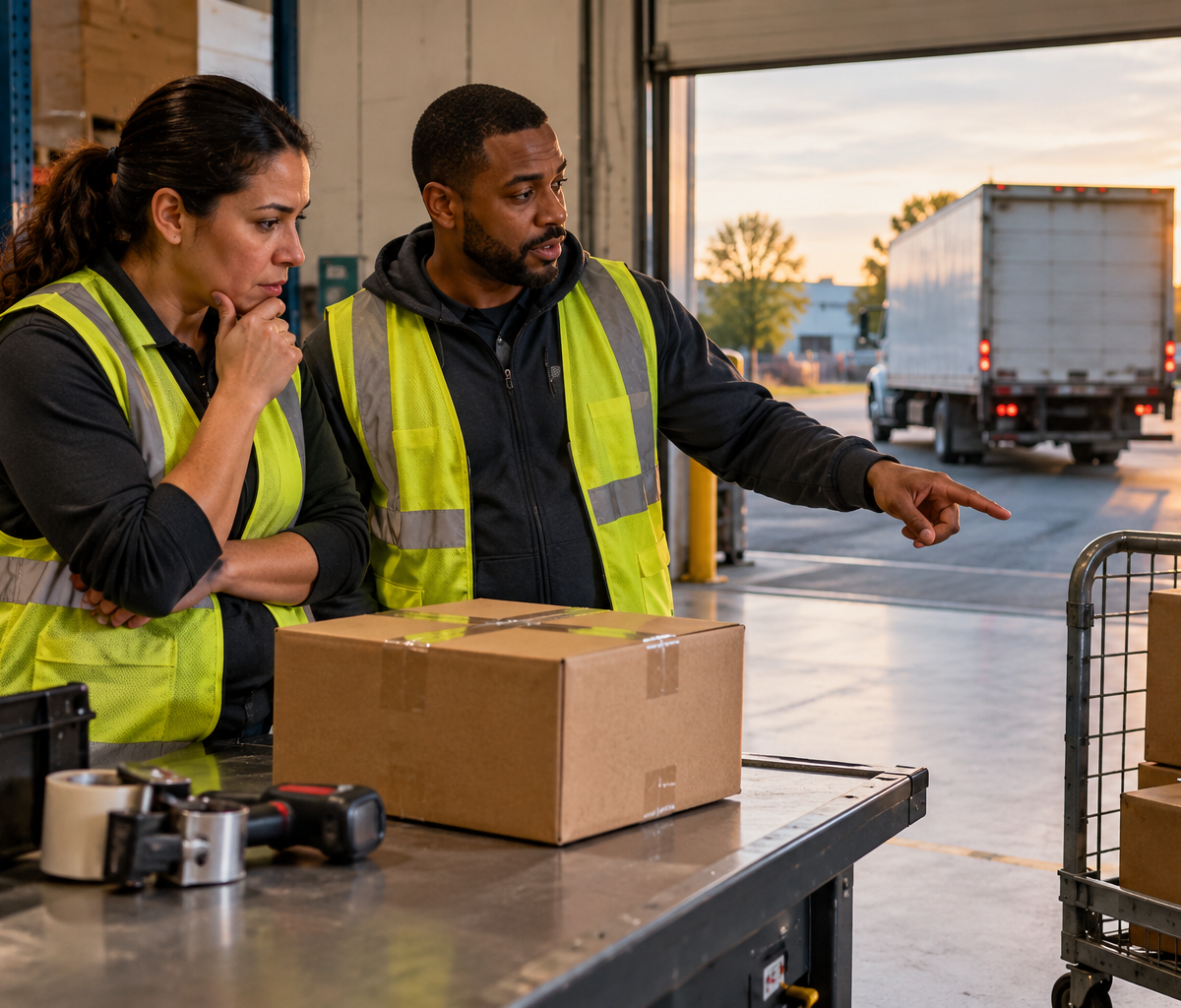 Handling an order that misses carrier cutoff: considering a staged parcel after a carrier departs.