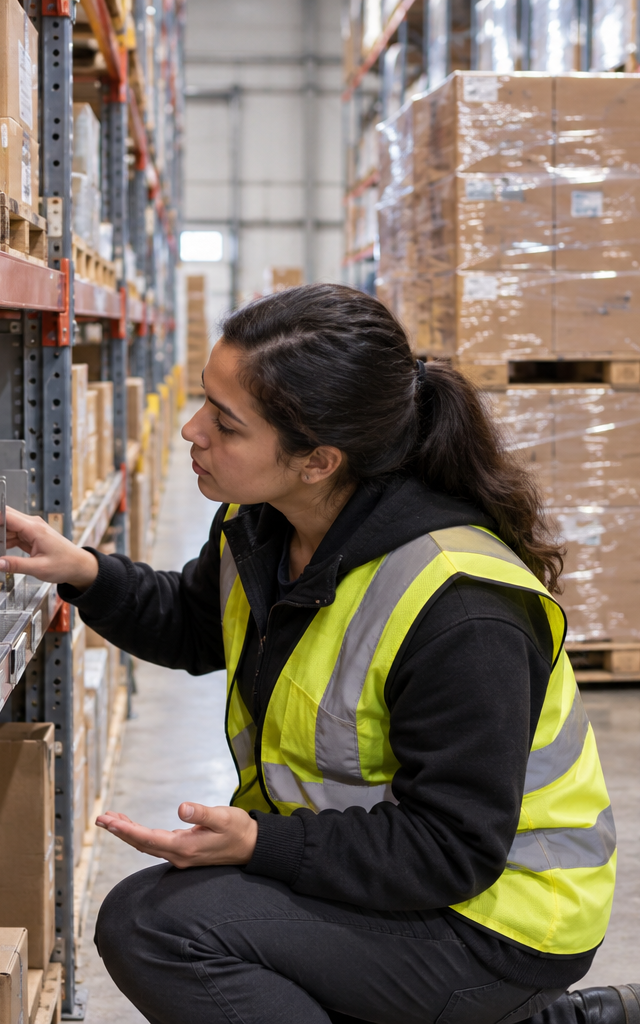 Investigating repeated pick shortages: examining an empty pick location beside reserve stock.