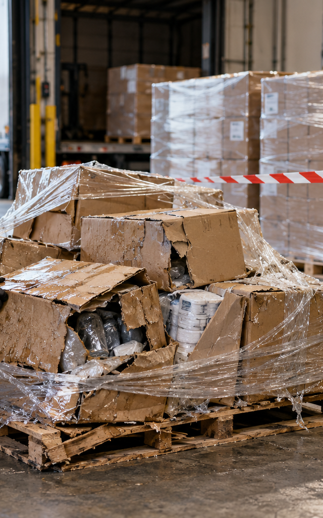 Quarantining damaged inbound goods: isolating visibly damaged inbound freight.