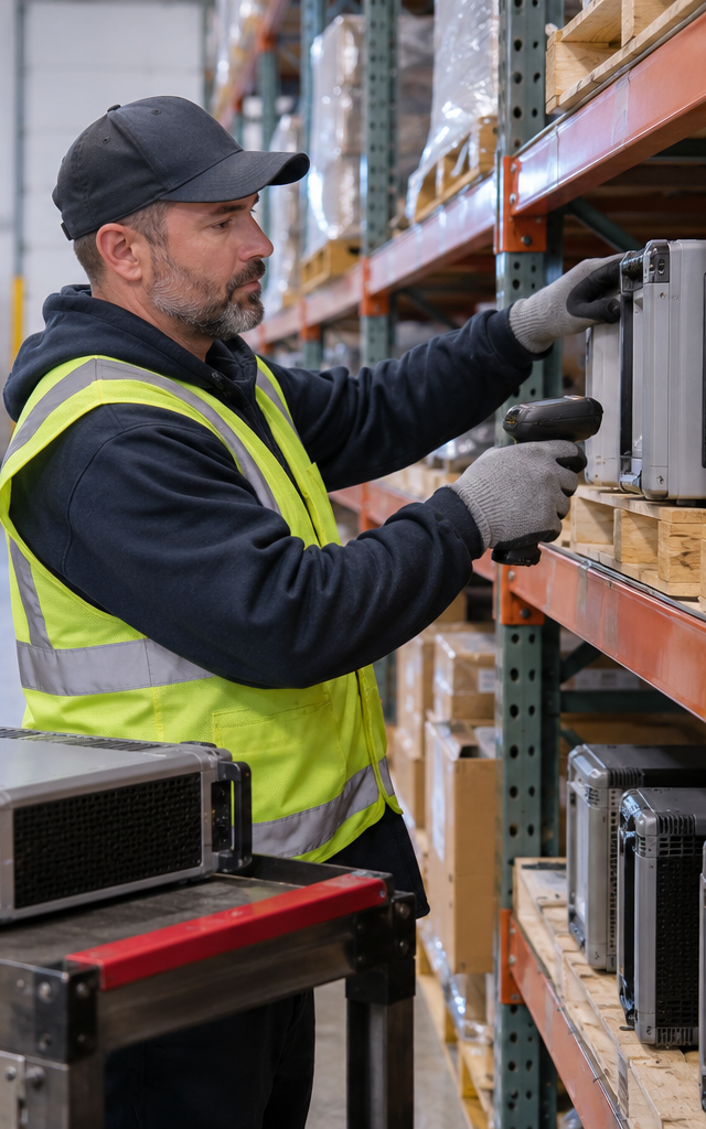 Returning inspected goods to available stock: checking inspected goods before returning them to storage.