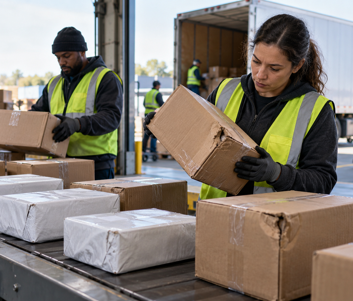 Sampling parcels for damage audit: examining selected parcels for damage.