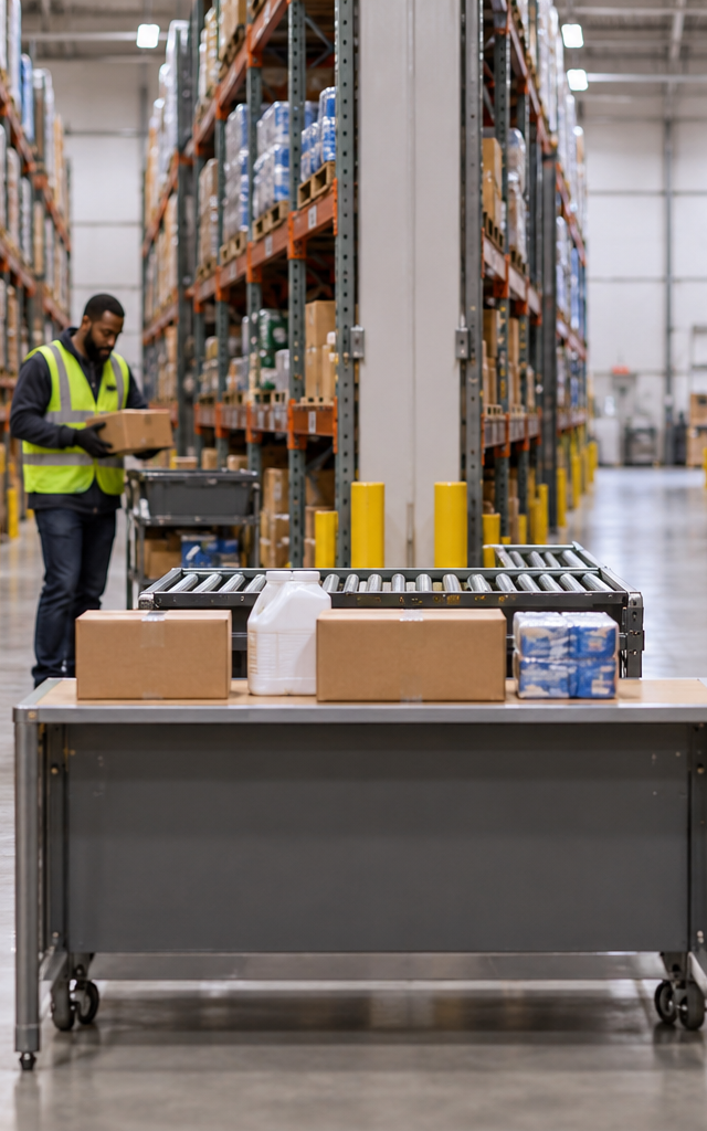 Zone picking versus whole-order picking: comparing aisle-based picking with order consolidation.