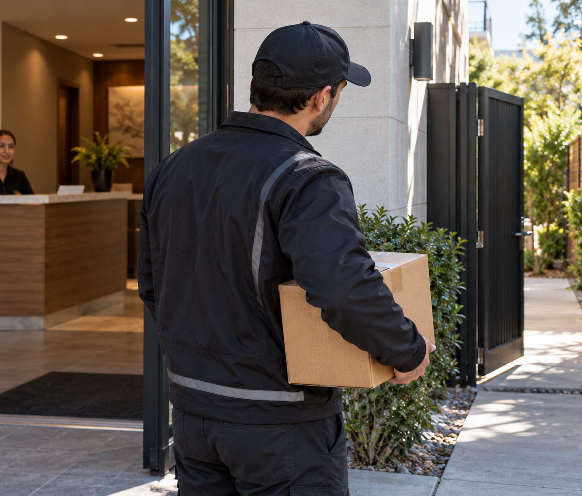 How drivers handle a changed delivery instruction: checking a revised entrance at a delivery property.