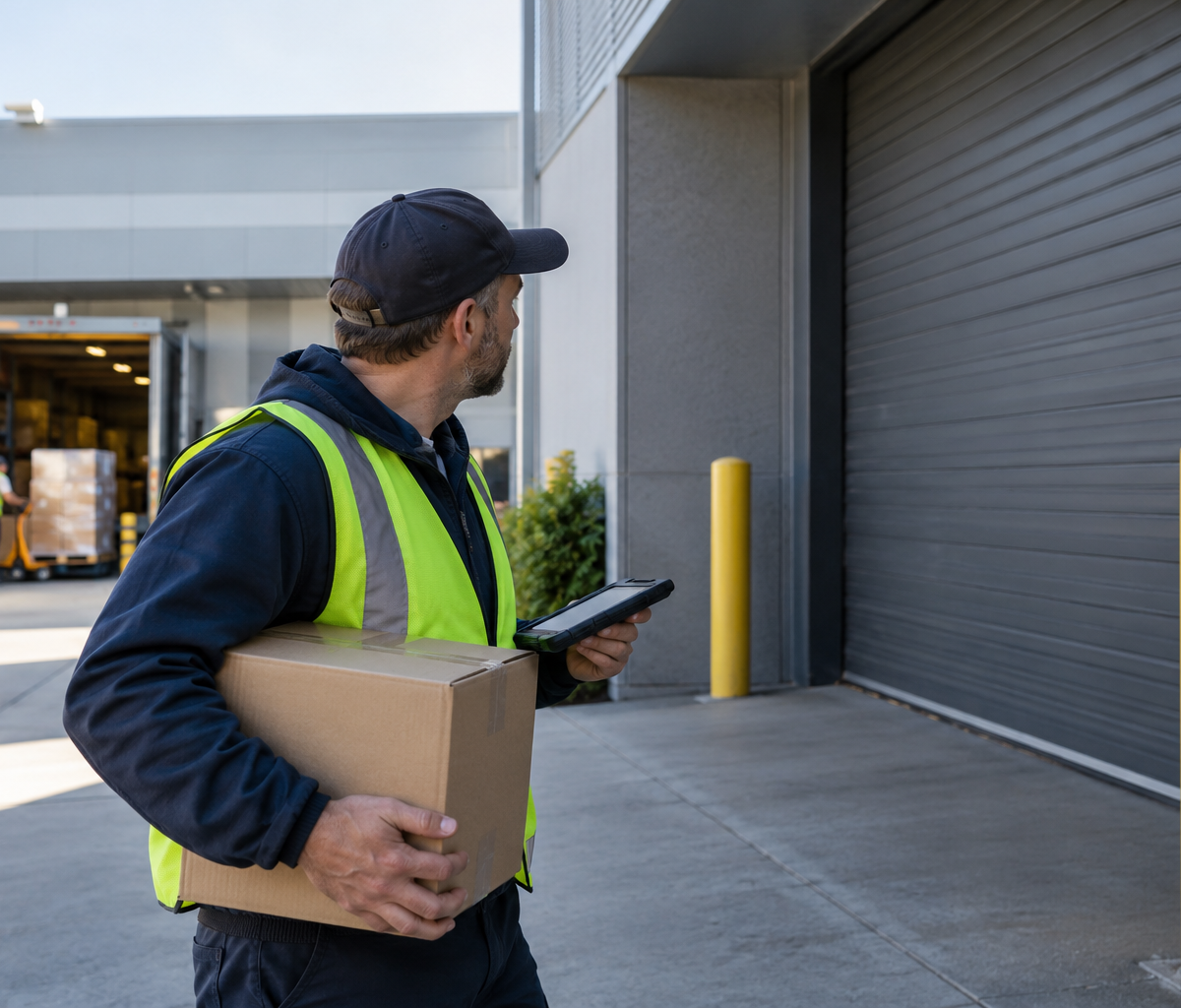 How drivers handle incorrect delivery notes: checking a closed entrance against delivery instructions.
