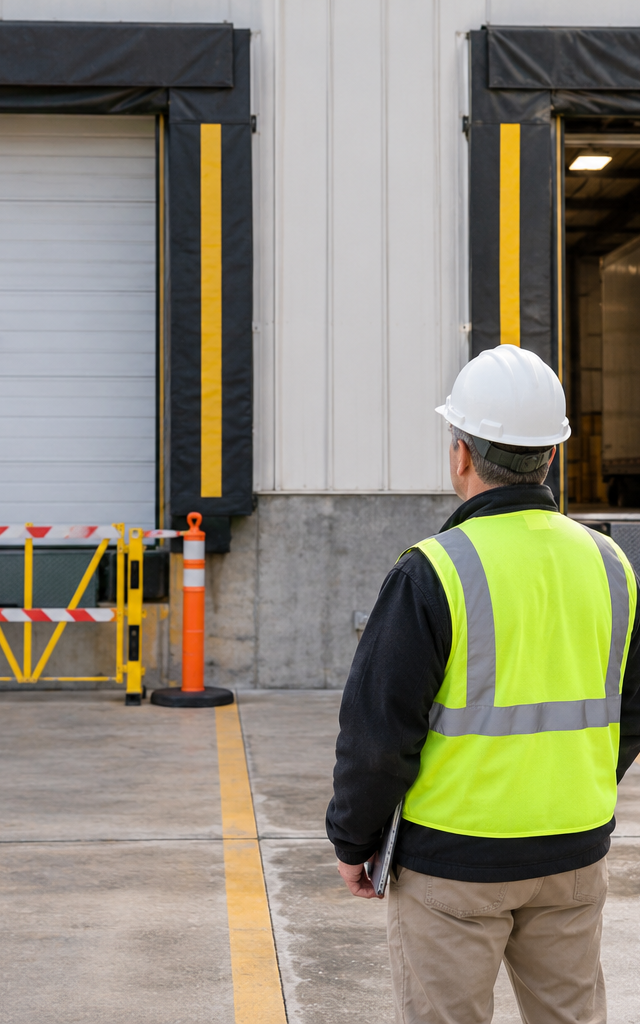 Prioritizing dock-door repairs: comparing a closed repair bay with a usable dock.