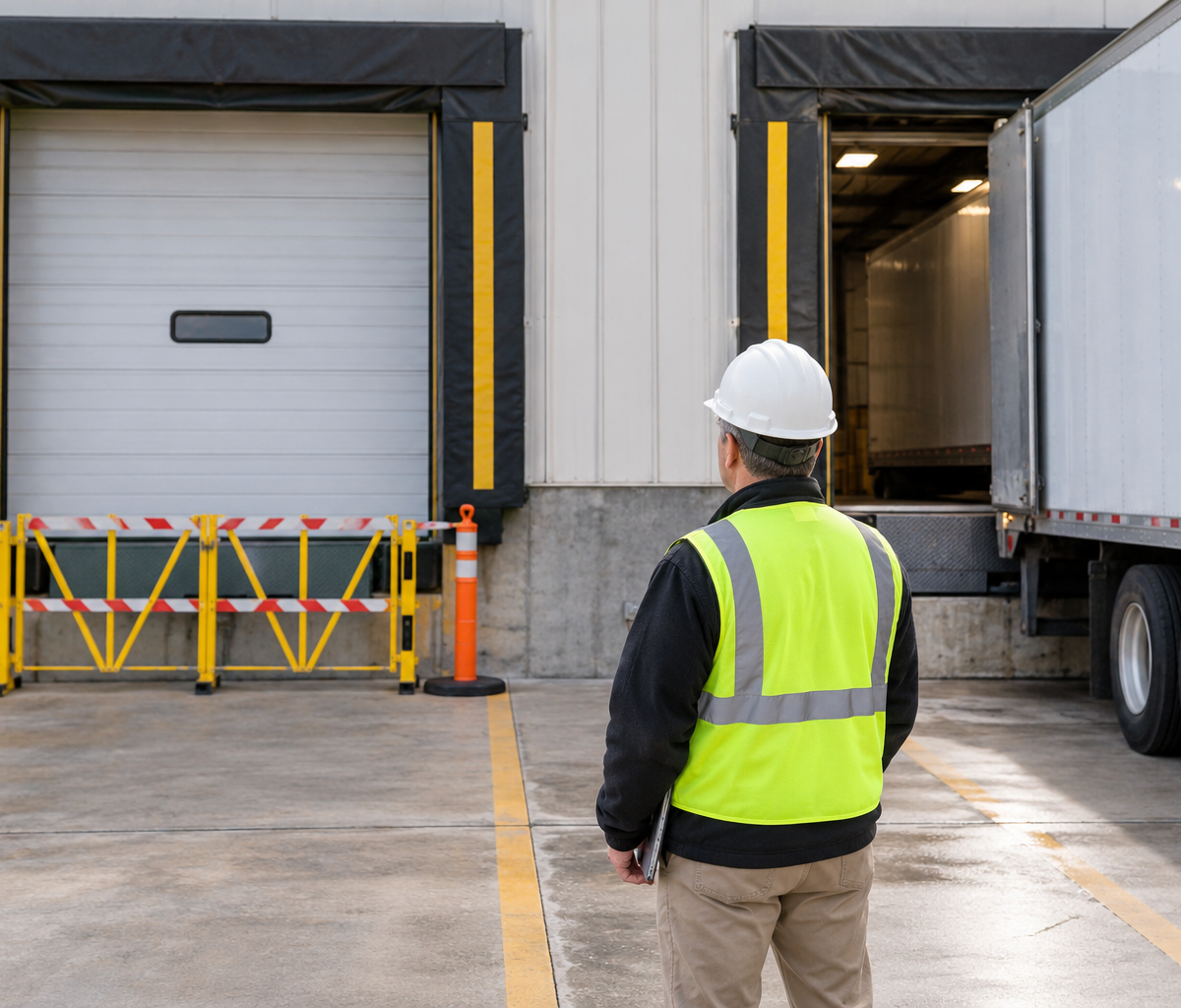 Prioritizing dock-door repairs: comparing a closed repair bay with a usable dock.